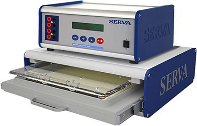 Cámara horizontal de lecho plano SERVA Electrophoresis HPE BlueHorizon con su fuente de alimentación